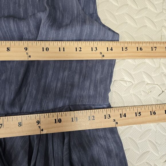 Alice + Olivia Silk Mini Dress Womens 6 Blue Asymmetric Draped Sleeveless Tulip - Picture 8 of 8